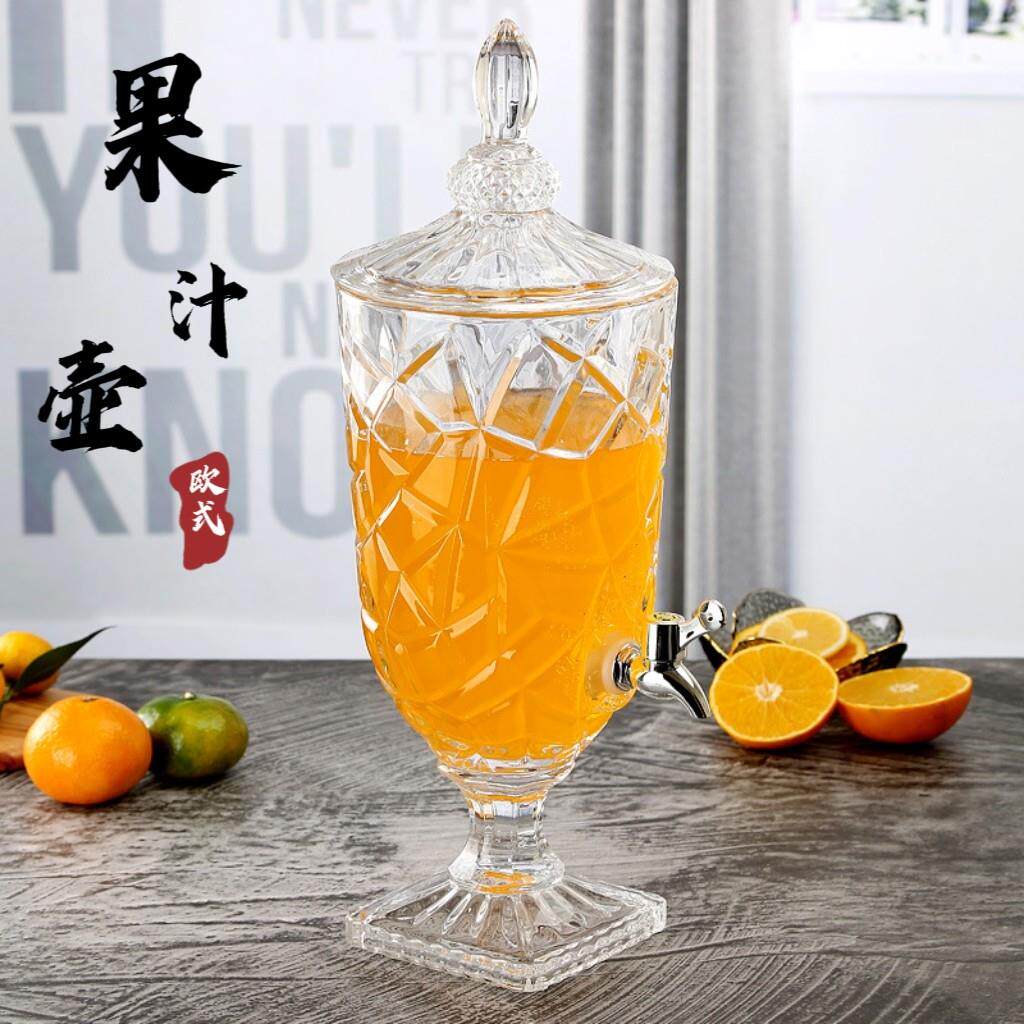 欧式透明玻璃果汁壶啤酒冷水壶冷水壶带水龙头精美饮料桶扎啤壶容