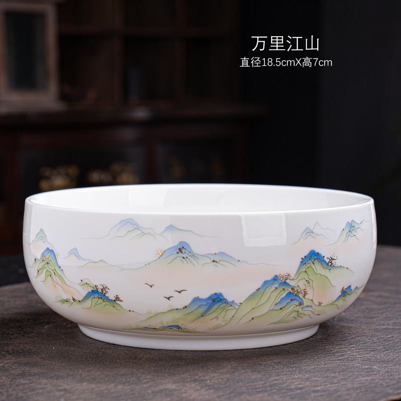 羊脂玉大号茶洗陶瓷茶渣缸家用水洗茶杯盆功夫茶具配件水盂笔洗碗