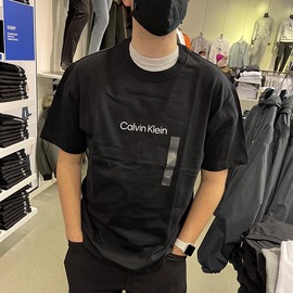 CK Calvin Klein男士时尚纯棉经典LOGO休闲百搭圆领短袖T恤衫