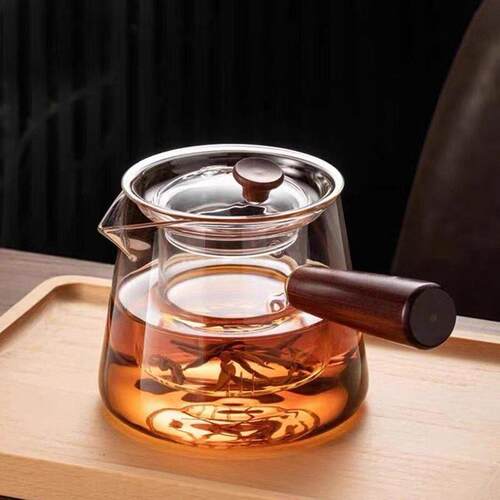 T4kzi德国侧把壶高档加厚茶水分离耐高温家用高硼硅玻璃泡茶壶AI