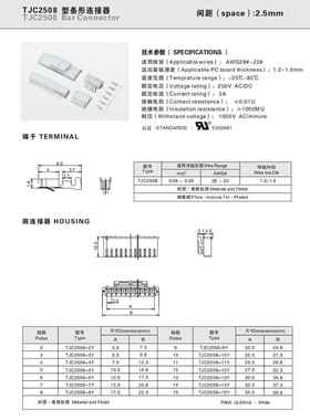 CWB合兴接插件TJC2508-2A连接器2WA蓝3A红3WA黑色4A4WA间距2.5MM