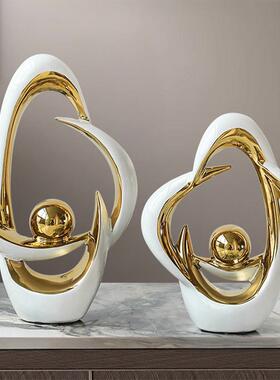 北欧轻奢陶瓷时来运转艺术摆件家居客厅酒柜电视柜办公室桌面装饰