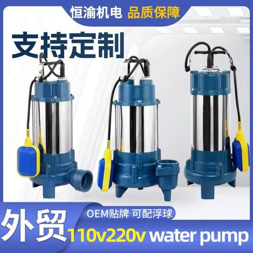 跨境浮球脏水泵WQD不锈钢泥浆泵110v美规污泵化粪池无堵塞养殖泵