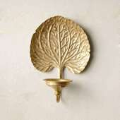 风 3083叶造型装 复古金色壁饰烛台客厅门口装 箔饰墙上蜡树烛台GX