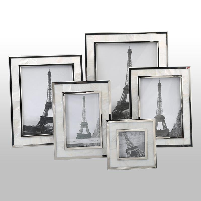 天然相框摆台贝壳相架家用桌面壳金属贝边框白色贝母画厂框家