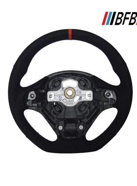 适用于宝马3系F30高配黑色无孔翻皮红色缝线回正标运动款方向盘
