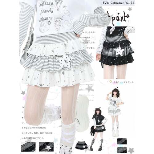 蓝鬼公园LanguidPark满印星星条纹拼接Y2K蓬蓬裙女短裙蛋糕裙裙子