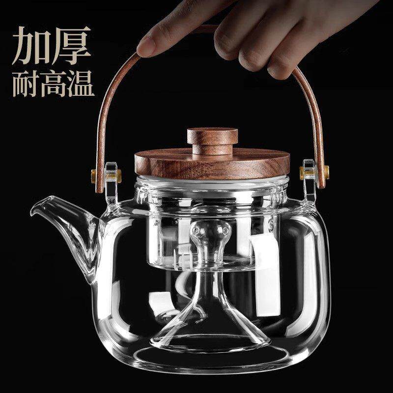 玻璃煮茶烧水壶加厚耐高温泡茶单壶黑晶炉专用烧茶养生花茶蒸茶壶