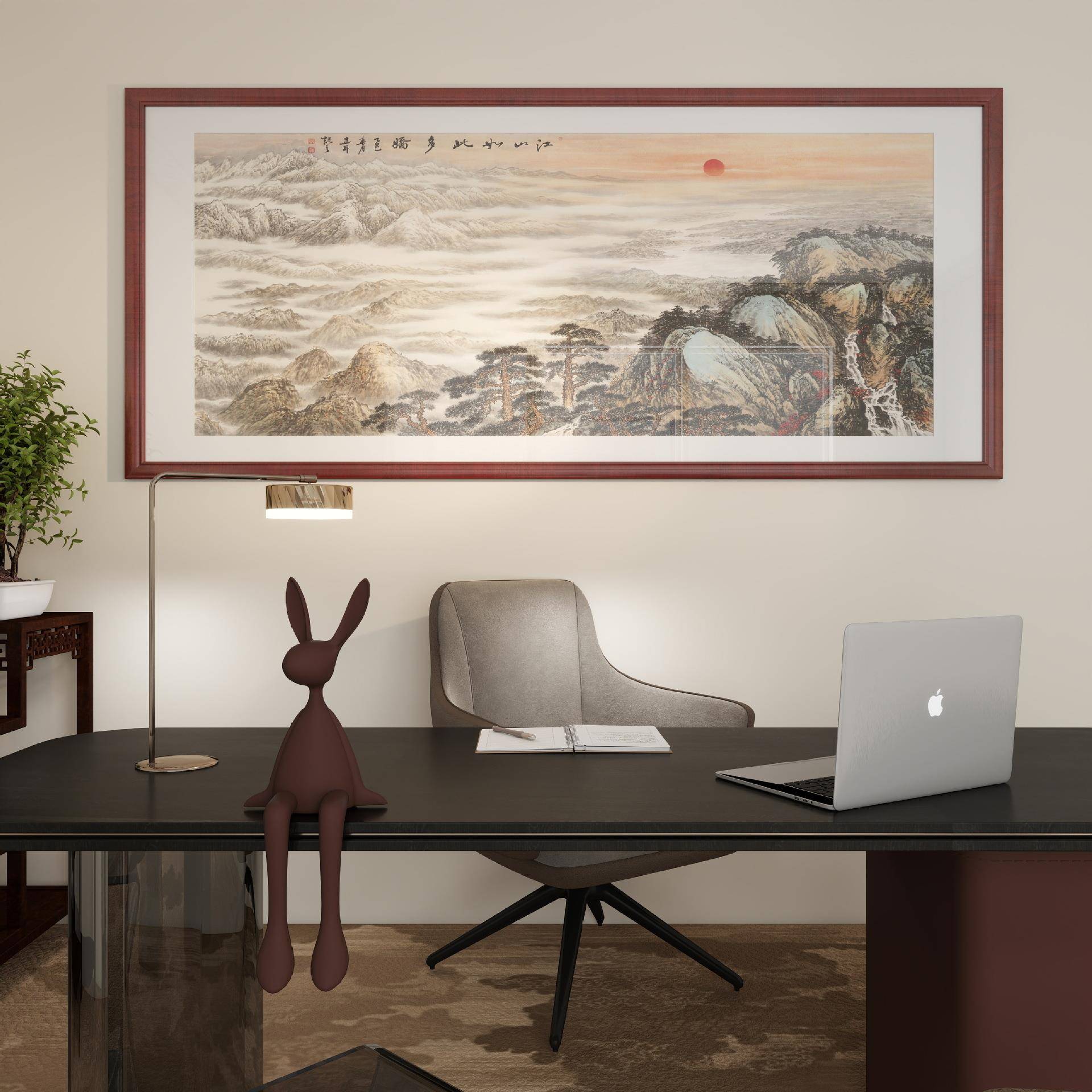 江山如此多娇图国画办公室客厅挂画大好河山装饰画春夏秋冬山水画