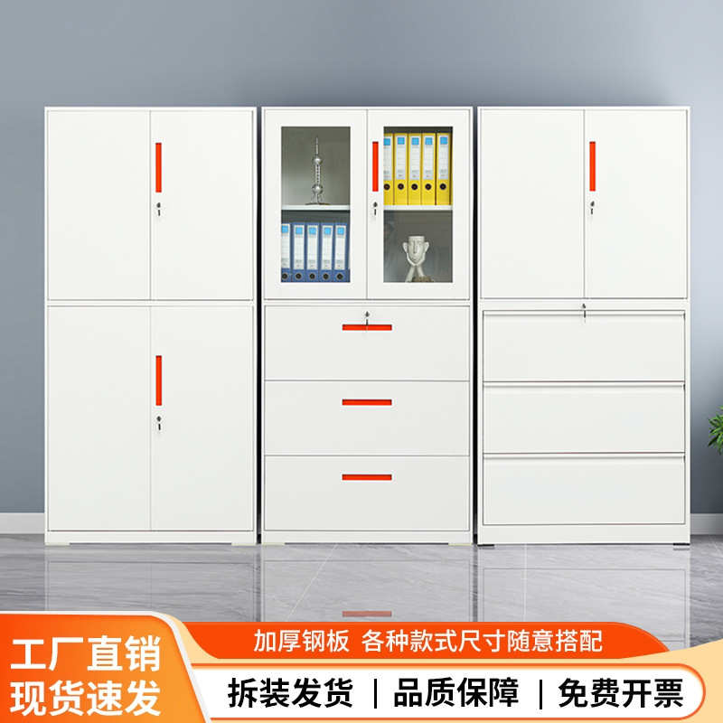 办公室文件柜铁皮柜子玻璃钢制办公柜凭证带锁储物柜资料柜档案柜