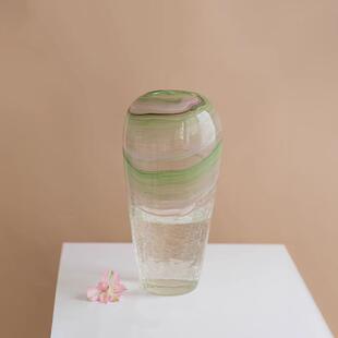 琉璃花瓶摆件客厅插花轻奢高级感玻璃透明网红创意鲜花无为时间馆