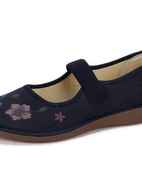 正品春秋鞋老妪老北京布妈鞋浅口传统方口奶黑色单身妈鞋大码奶33