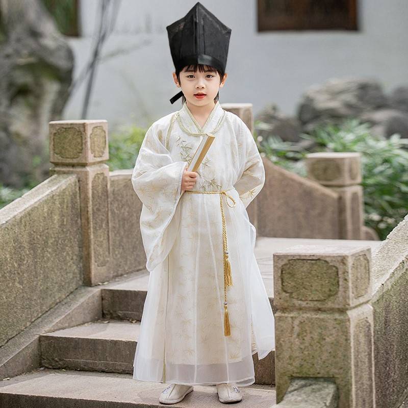 男童汉服宋朝服装男孩宝宝唐装儿童古装演出服圆领袍书生诗人套装