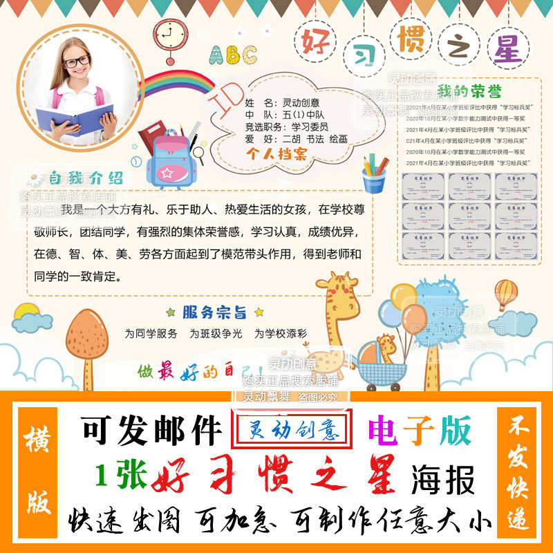 （代做）好习惯之星小报 电子版海报模板 小学生 读书小报 手抄报