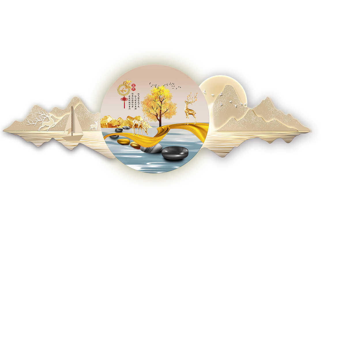 led高级墙轻装饰画壁画现代背景奶油挂画奢沙发简约风感客厅带灯