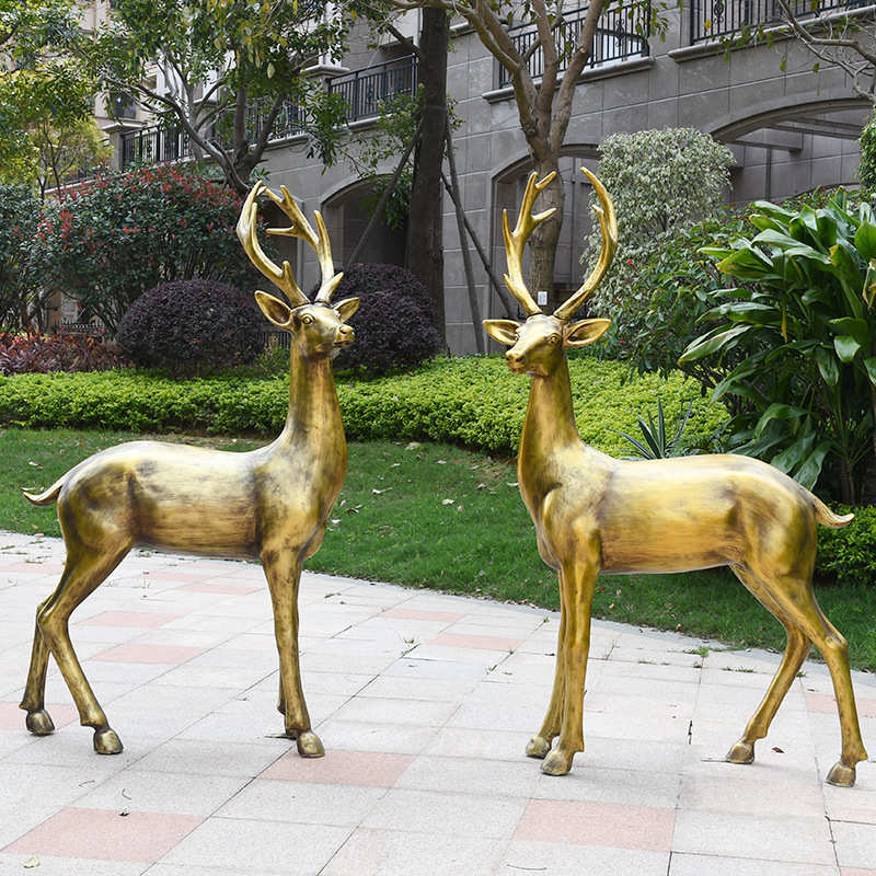 户外园林玻璃钢鹿群雕塑景区小品商场美陈花园公园住宅摆件工艺品