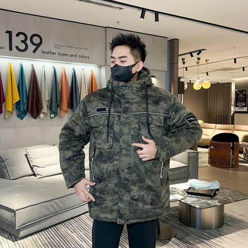 迷彩加厚军棉大衣加绒防寒耐磨中长款棉服冷库棉袄干活棉衣外套