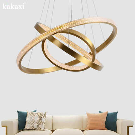 现代轻奢卧不过时室餐厅客厅内外发光圆环形吊灯北欧LED亚克力水