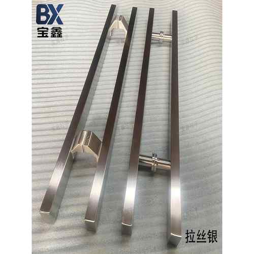 不锈钢特厚方管大门拉手包厢玻璃门把手logo刻字黑色红色白色现货