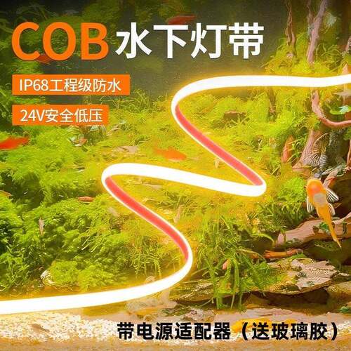 古法鱼缸鱼池专用水下防水LED灯带IP68实心硅胶灯条自粘24V户外
