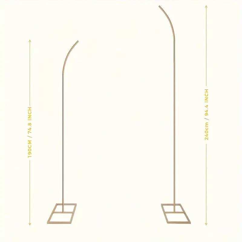 1.9&2.4米金属婚礼半折拱门支架一套2个金色弧形顶部拱门背景支架