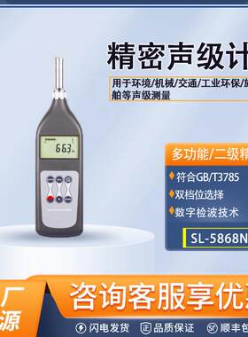 SL-5868P多功能高精度噪音计脉冲声级计分贝仪精密噪音测量仪