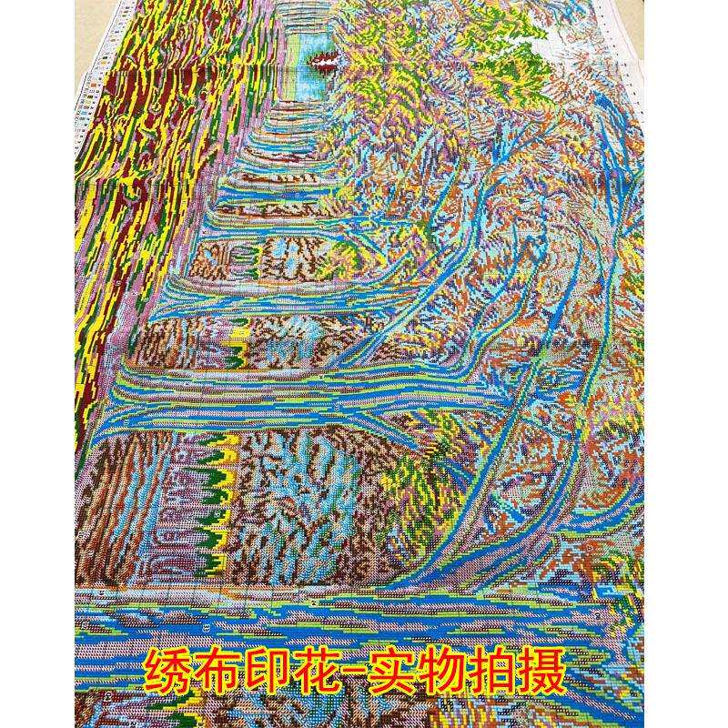 工厂新版黄金满地十字绣2.4米大幅新款线绣十字绣风景画