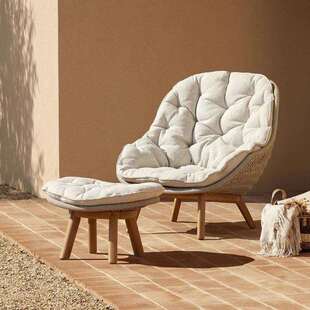 户TD092发外柚木木家具阳台店民宿露天庭院花园实藤编沙酒桌椅防