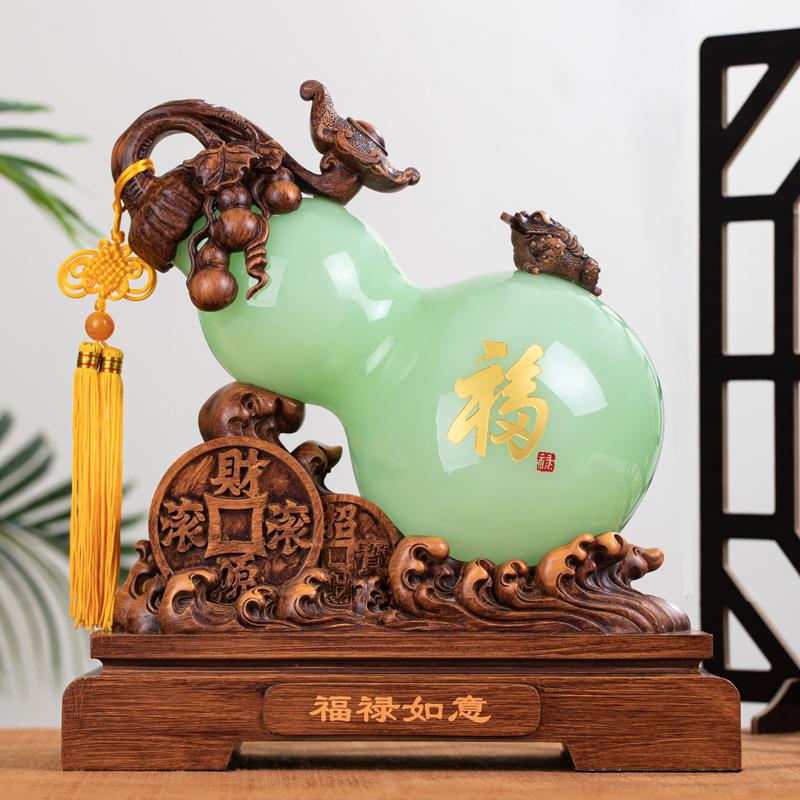 福禄如意玉葫芦家居饰品摆件客厅酒柜装饰琉璃工艺品玄关摆设