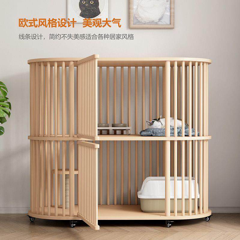 猫别墅实木制猫笼子自由空间家用猫柜室内猫屋猫房子三层猫舍热卖
