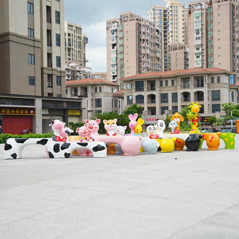 卡通动物座椅户外玻璃钢休闲坐凳园林景观小品景区幼儿园商场坐凳