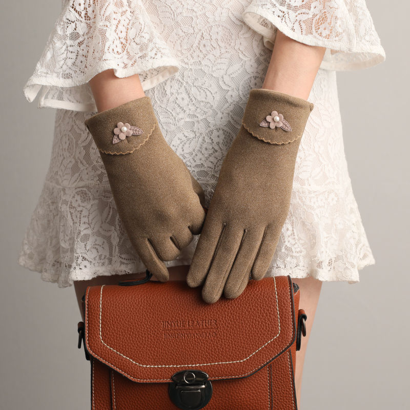 手套女冬季韩版学生可爱保暖加绒薄款防风骑车开车触屏春秋天手套