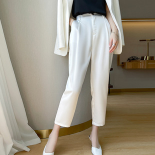 女九分休闲萝卜小脚显瘦夏西裤 哈伦裤 三醋酸缎面 西装 网红爆款