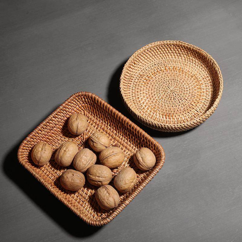 藤编茶道茶具收纳盒 功夫茶配件茶点盘