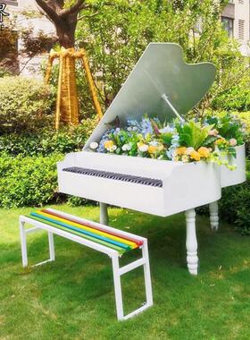 网红打卡拍照户外摆件钢琴模型一比一大型花园庭院草坪造景装饰品