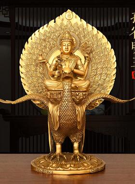 纯铜孔雀明王摆件铜像佛母多罗菩萨孔雀大明王大号家居佛堂工艺礼