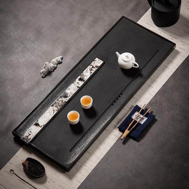 乌金石茶盘家用整块天然奢石茶台轻奢现代简约办公茶室大小号茶几