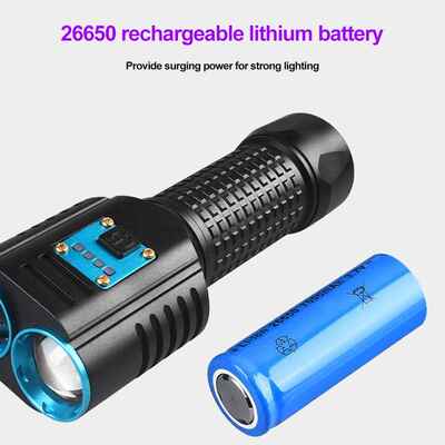 双光源HGD0640手电筒白光紫外365nm可充P电50白U光V光多功能荧检