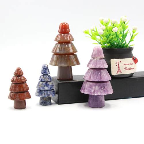 Christmas tree 天然石工艺品圣诞树桌面摆件 装饰品创意家居饰品