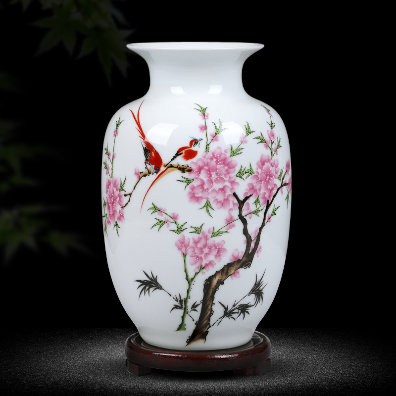 景德镇陶瓷器小花瓶家居装饰品摆件插花干花中式客厅电视柜工艺品