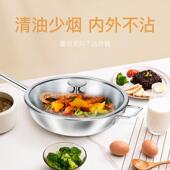 家用304炒菜电磁炉通用无涂层不粘磨砂不锈钢礼品炒锅锅具