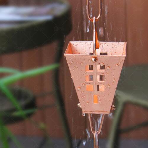 家居现代简约雨水链江苏民宿室外铜装饰方型镂空雨链