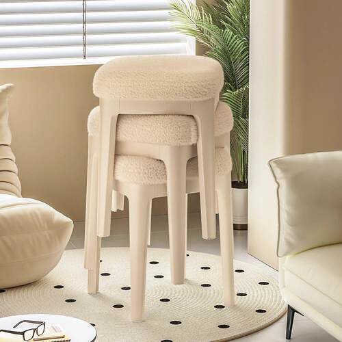 Stackable household cream-colored plastic stools, makeup sto