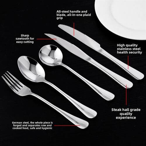 Nordic stainless steel steak knife, fork and spoon set