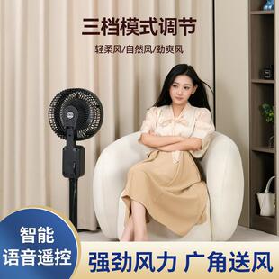 电风扇家用卧室静音落地扇智能语音遥控定时大风力立式 空气循环扇