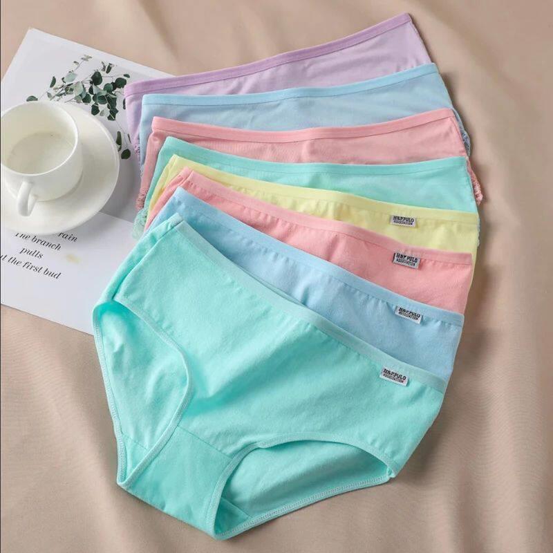 3Pcs/Set Candy Color Underwear Womens Comfortable High-quali - 实物图