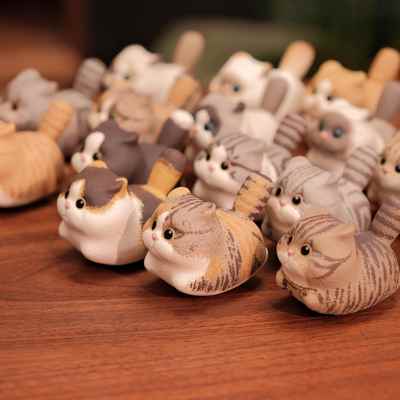 贴地飞行小猫咪自明原创手作紫砂女士茶宠高级感女生手办猫猫摆件