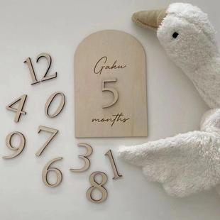 ins木质英文months12个月百天满月周岁孕期成长记录拍照道具布置