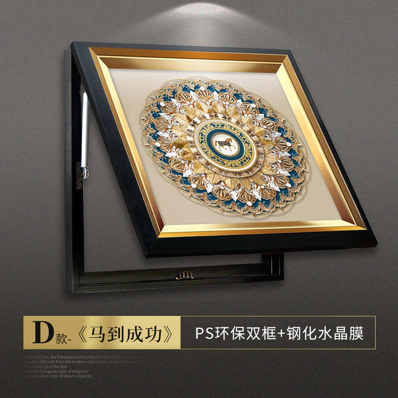 装饰画电表奢j6da简约餐厅箱轻现代可箱客厅配电挂画遮挡推拉壁画