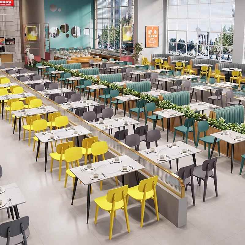 组食堂餐桌椅商合小吃快餐店馆餐桌UMQ餐厅学校学生员面工食堂饭